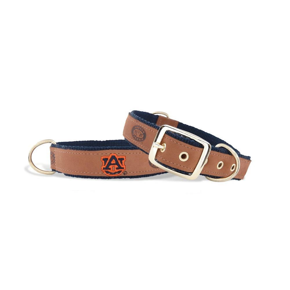 Auburn Zep-Pro Leather Embroidered Dog Collar