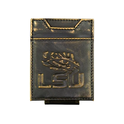 LSU Zep-Pro Burnished Leather Money Clip Wallet