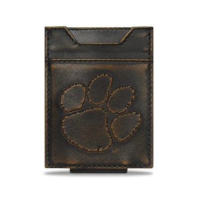 Clemson Zep-Pro Burnished Leather Money Clip Wallet