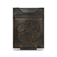 Clemson Zep-Pro Burnished Leather Money Clip Wallet