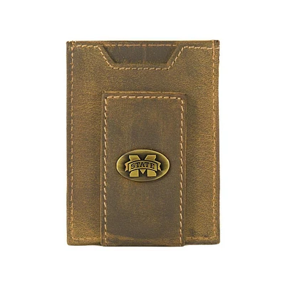 Mississippi State Zep-Pro Tan Vintage Leather Front Pocket Wallet