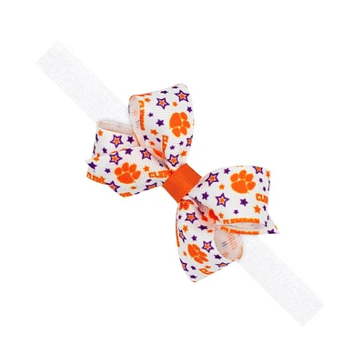 Clemson Weeones Grosgrain Bow on Elastic Band