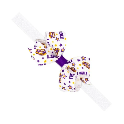 LSU Weeones Grosgrain Bow on Elastic Band