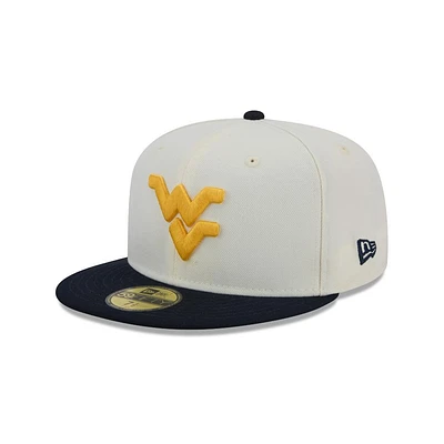 West Virginia New Era 5950 WV Logo Flat Bill Fitted Hat