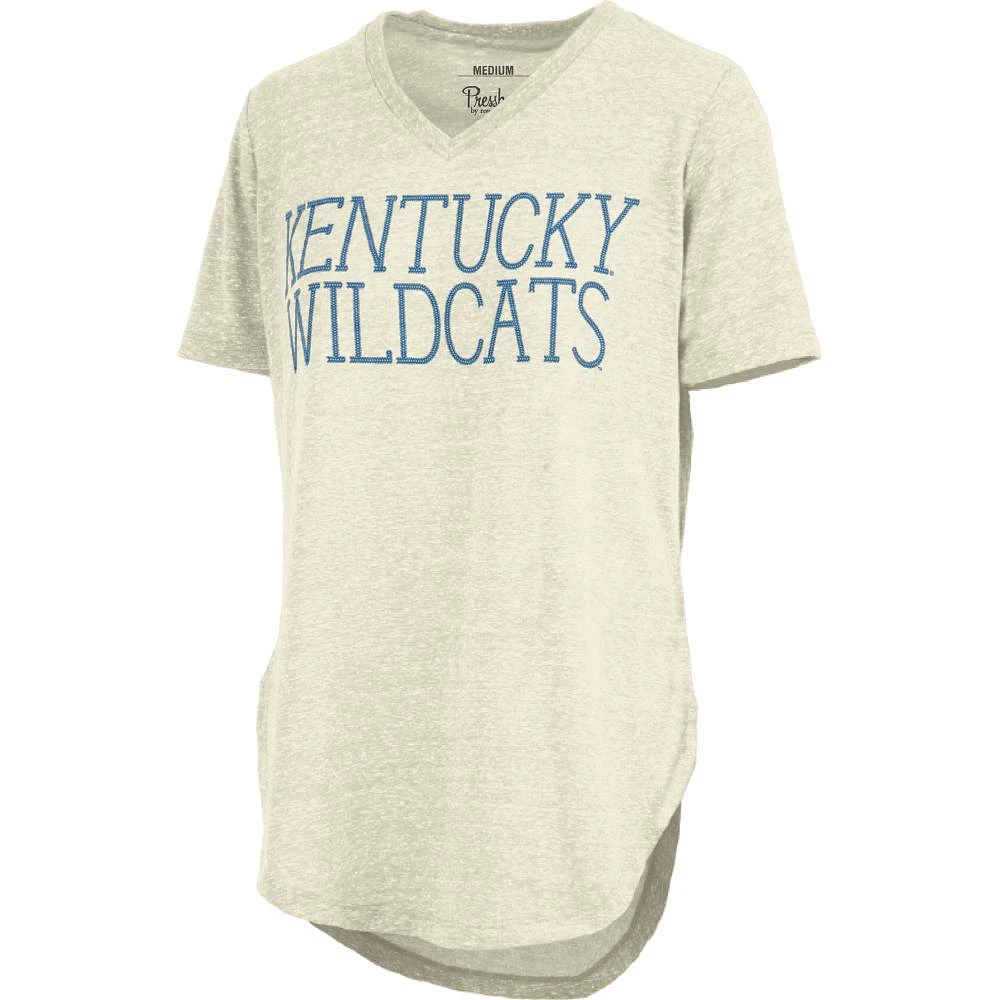 Kentucky Pressbox Chain Stitch Text Knobi V Neck Tee