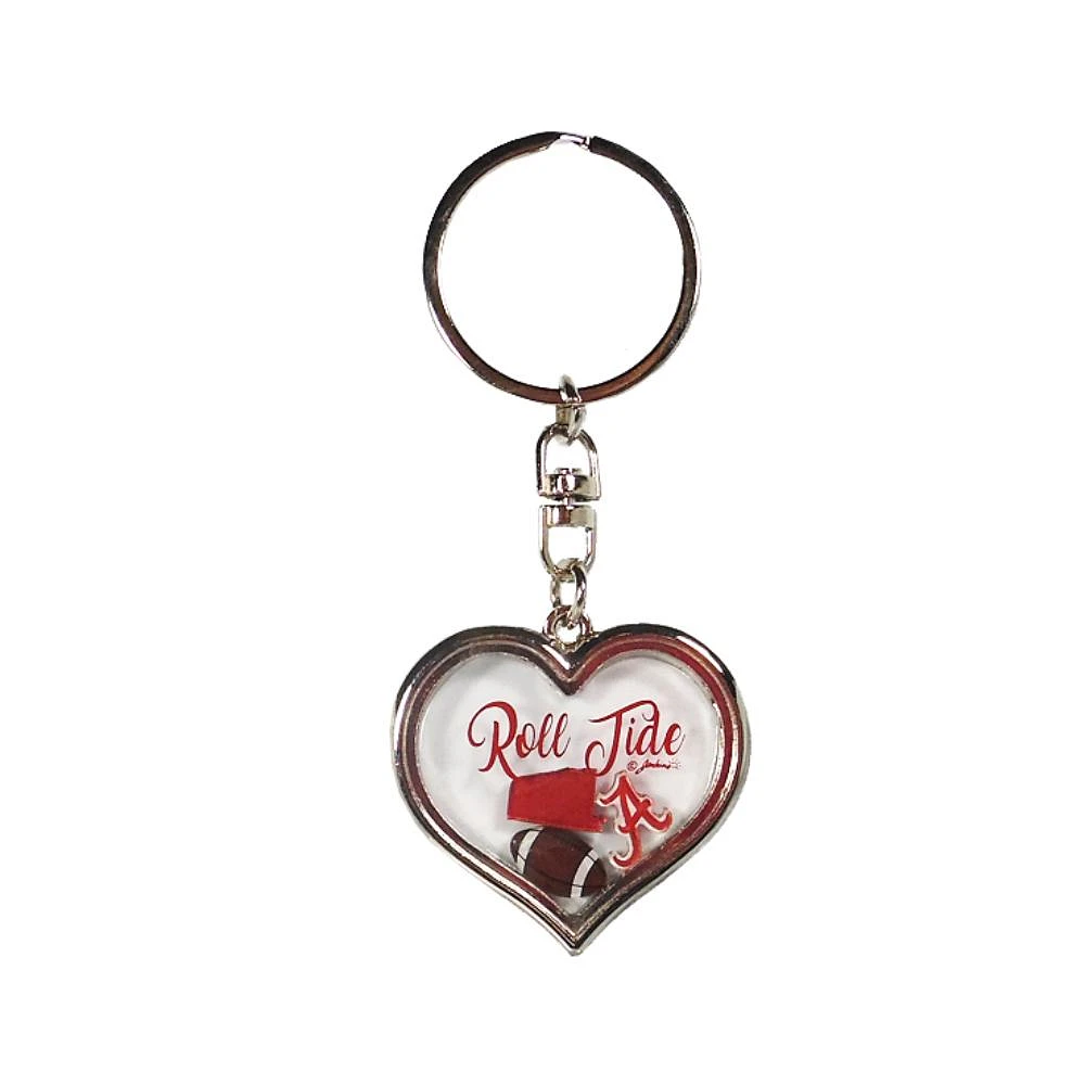 Alabama Heart with Floater Charms Keychain