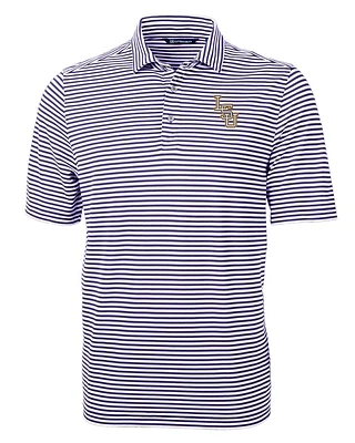 LSU Baseball Cutter & Buck Virtue Eco Pique Stripe Polo