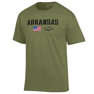 Arkansas Champion Military Font Americana Tee