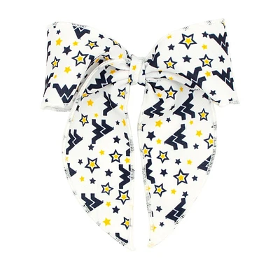 West Virginia Wee Ones Medium Signature Collegiate Logo Print Fabric Bowtie With Knot and Tails