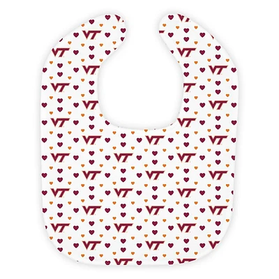 Virginia Tech Wee Ones Heart Print Soft Bib