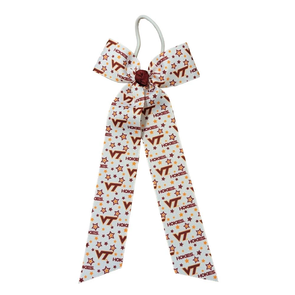 Virginia Tech Wee Ones Medium Signature Print Stream Tail Tie Hair Bow