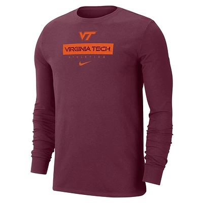 Virginia Tech Nike Dri-Fit Cotton Team Issue Long Sleeve Tee