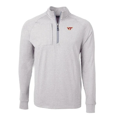 Virginia Tech Cutter & Buck Adapt Eco Knit Heather 1/4 Zip Pullover