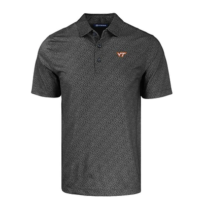 Virginia Tech Cutter & Buck Pike Eco Pebble Print Stretch Recycled Polo