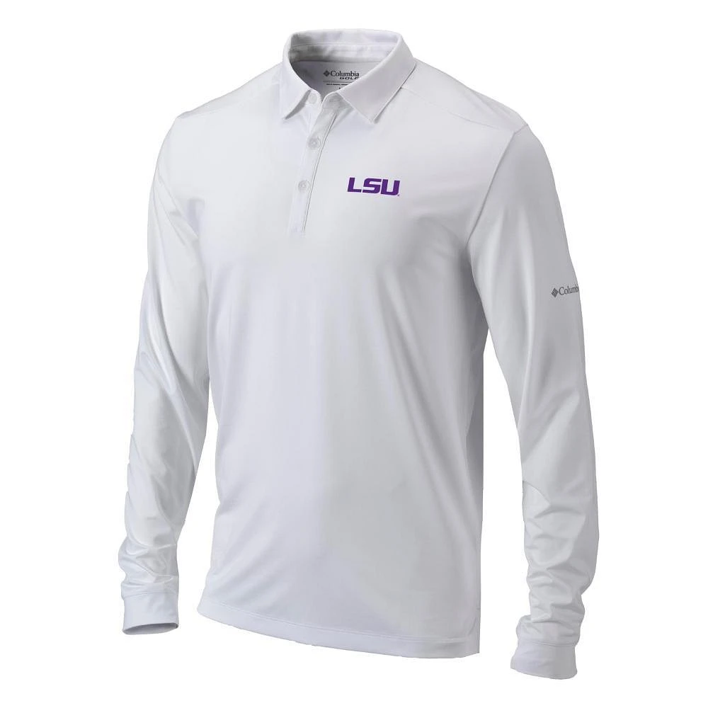 LSU Columbia Pin High Long Sleeve Polo