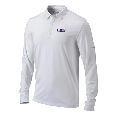 LSU Columbia Pin High Long Sleeve Polo