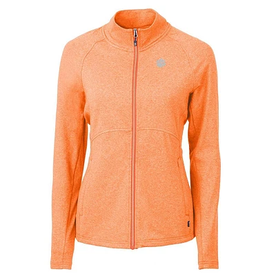 Clemson Cutter & Buck Women's Adapt Eco Knit Heather Recycled Full Zip