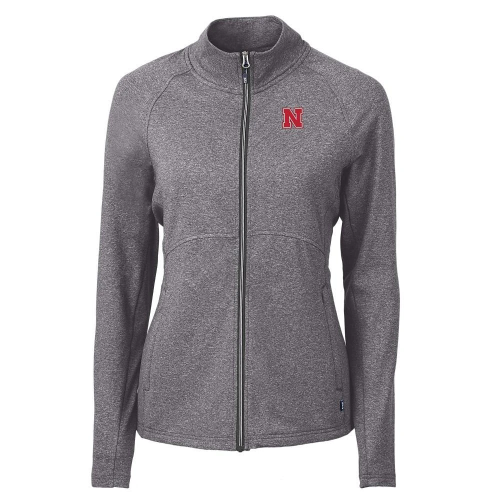 Nebraska Cutter & Buck Women's Adapt Eco Knit Heather Recycled Full Zip