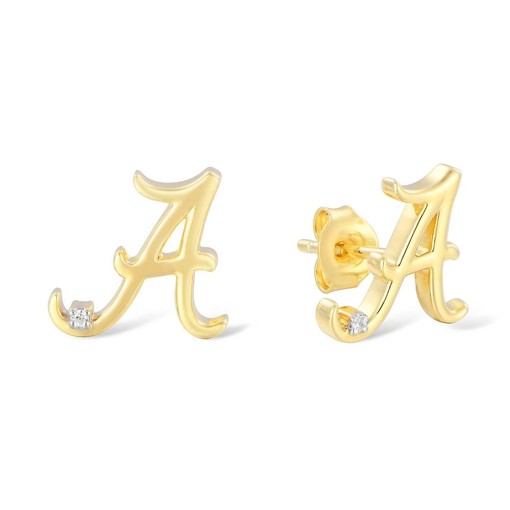 Alabama Silver 14 Karat Gold Plating Diamond Accent Ear Rings