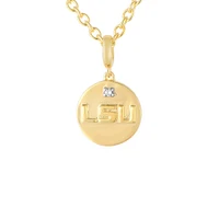 LSU Silver 14 Karat Gold Plating Diamond Pendant with Chain