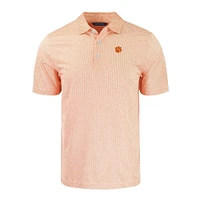 Clemson Cutter & Buck Pike Eco Symmetry Print Stretch Recycled Polo