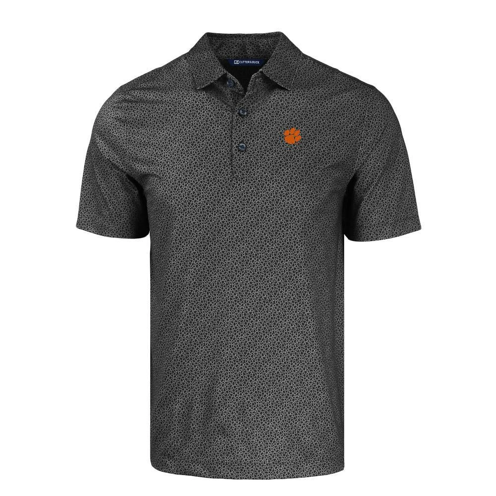 Clemson Cutter & Buck Pike Eco Pebble Print Stretch Recycled Polo