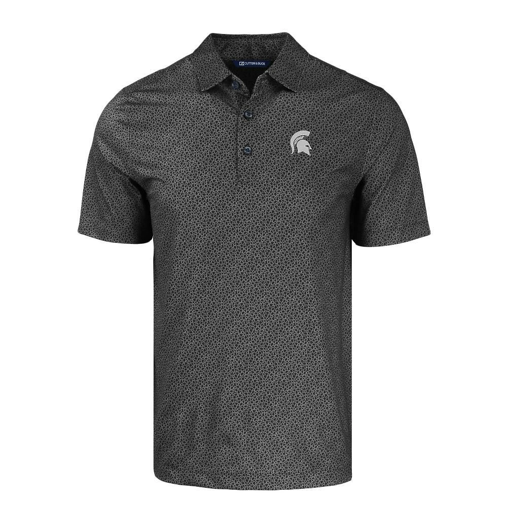 Michigan State Cutter & Buck Pike Eco Pebble Print Stretch Recycled Polo