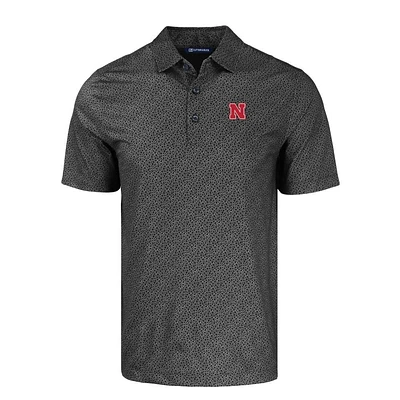 Nebraska Cutter & Buck Pike Eco Pebble Print Stretch Recycled Polo