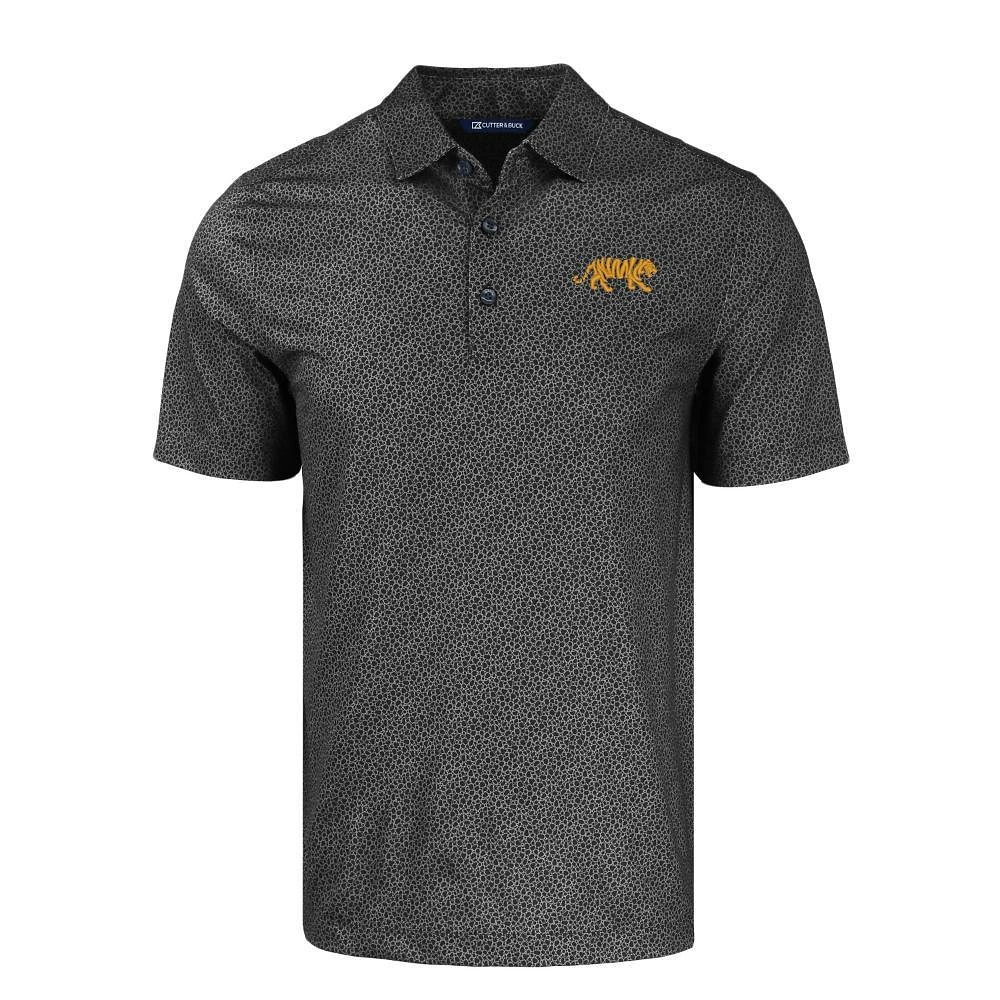 LSU Cutter & Buck Pike Eco Pebble Print Stretch Recycled Polo