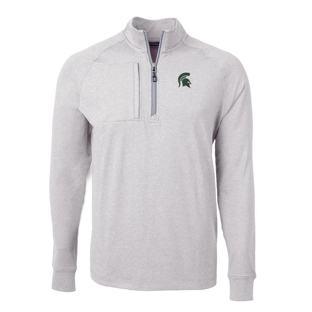 Michigan State Cutter & Buck Adapt Eco Knit Heather 1/4 Zip Pullover