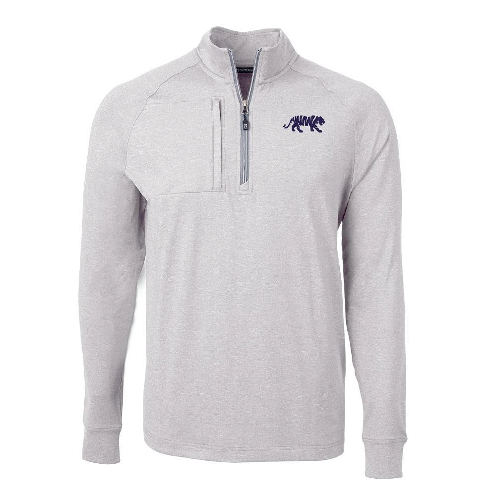 LSU Cutter & Buck Adapt Eco Knit Heather 1/4 Zip Pullover