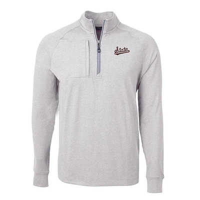 Mississippi State Cutter & Buck Adapt Eco Knit Heather 1/4 Zip Pullover