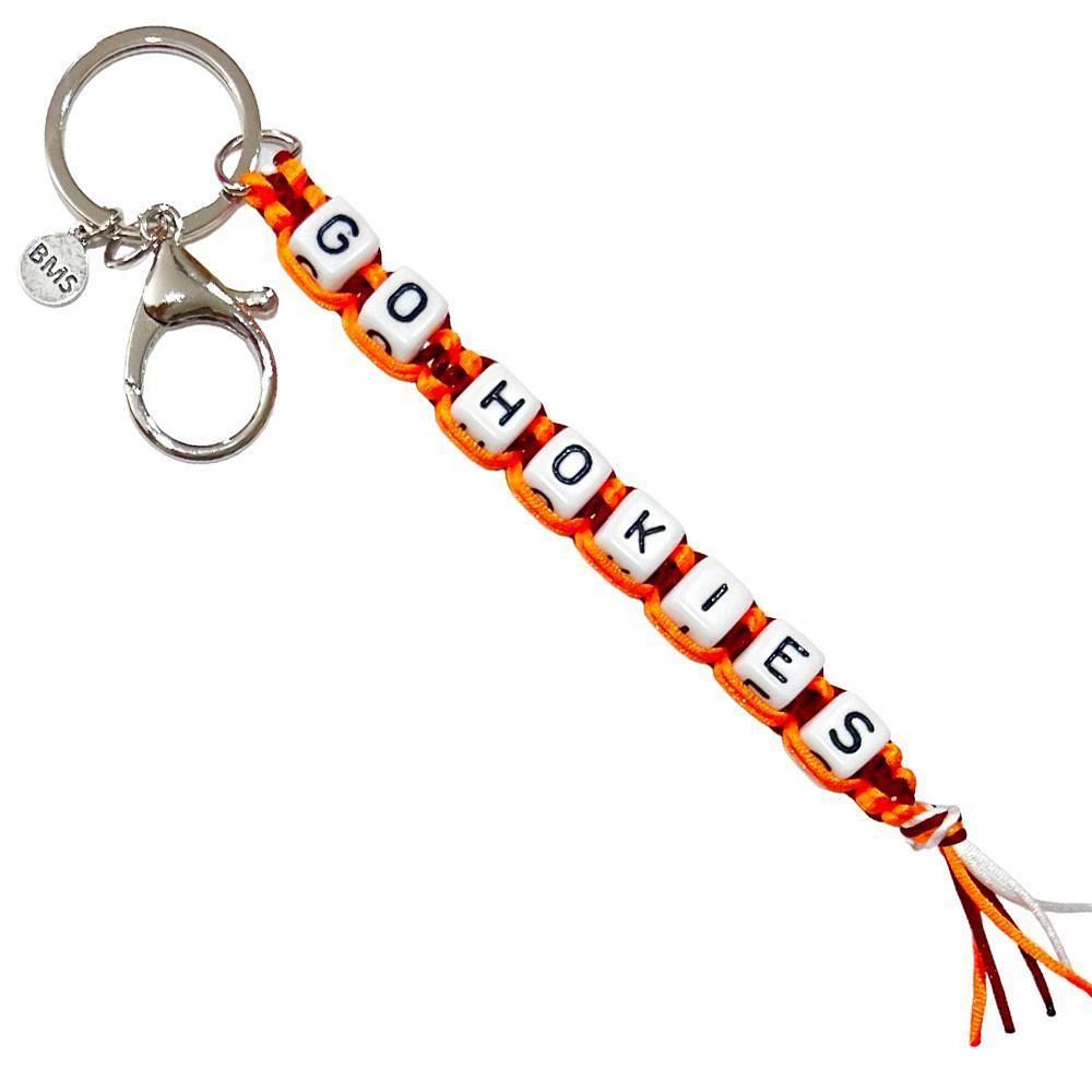 Virginia Tech Box Braid Bead Keychain