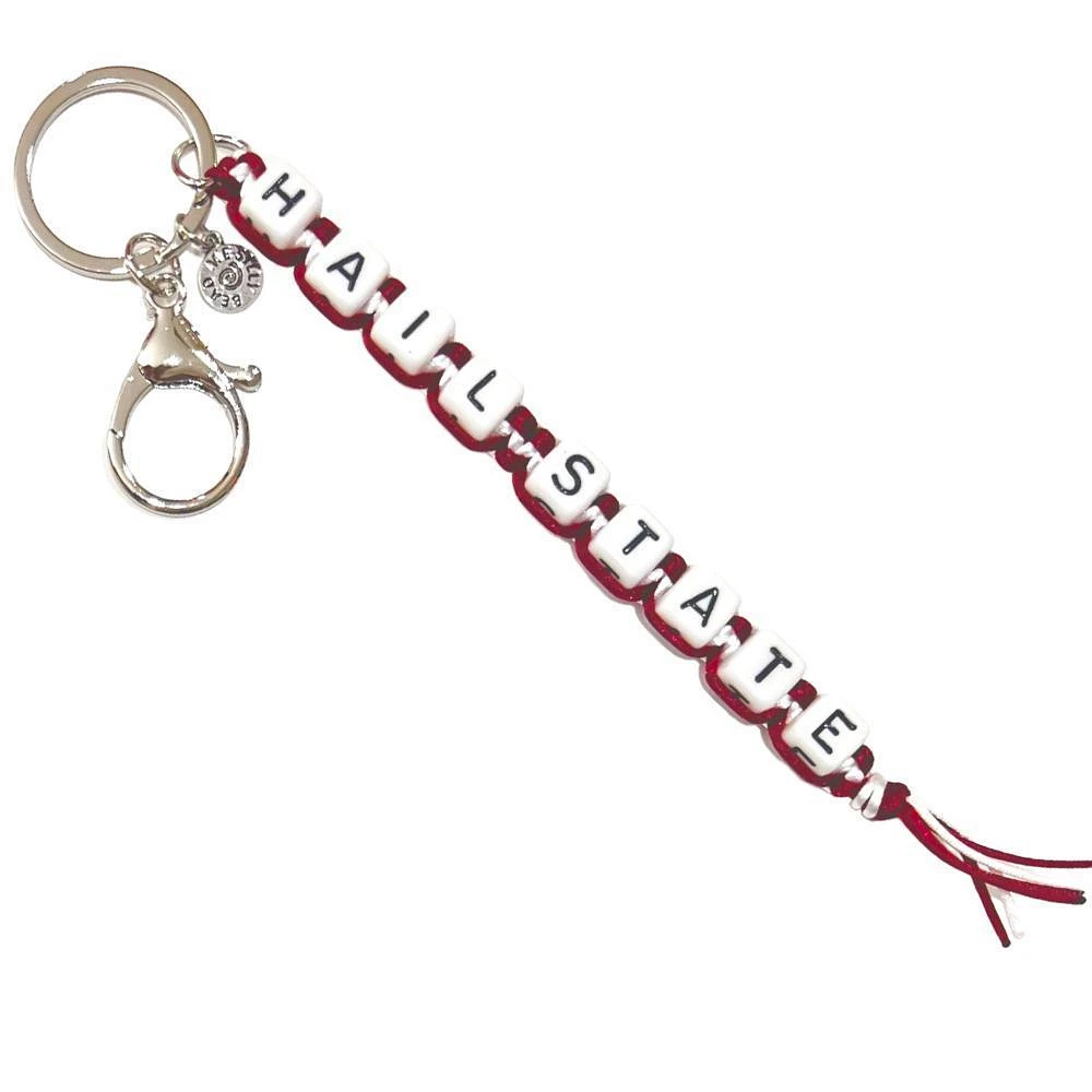 Mississippi State Box Braid Bead Keychain