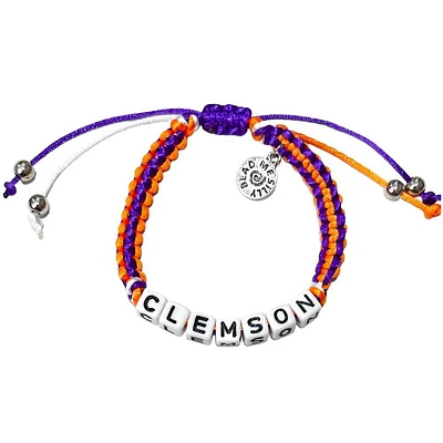 Clemson Box Braid Bead Adjustable Bracelet