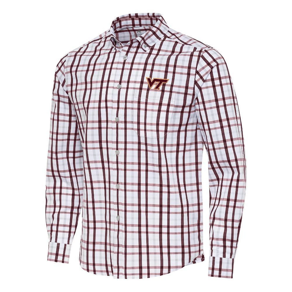 Virginia Tech Antigua Tending 2 Long Sleeve Woven Shirt