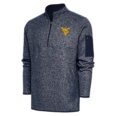 West Virginia Antigua Men's Fortune 1/4 Zip Pullover