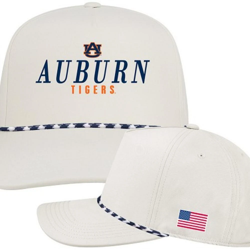 Auburn Legacy American Flag Caddy Rope Script Snapback Cap