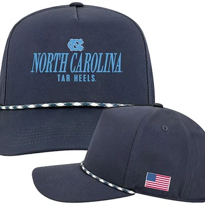 UNC Legacy American Flag Caddy Rope Script Snapback Cap