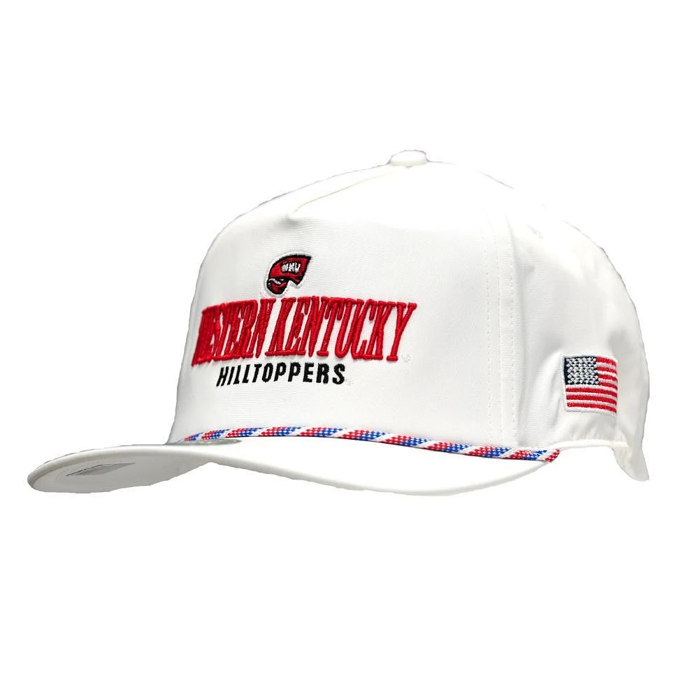 Western Kentucky Legacy American Flag Caddy Rope Script Snapback Cap