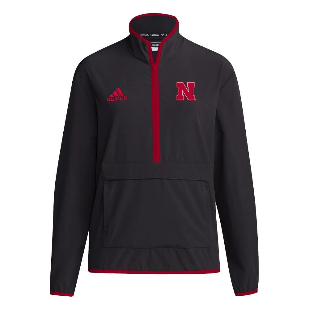 Nebraska Adidas Sideline Woven 1/4 Zip Pullover