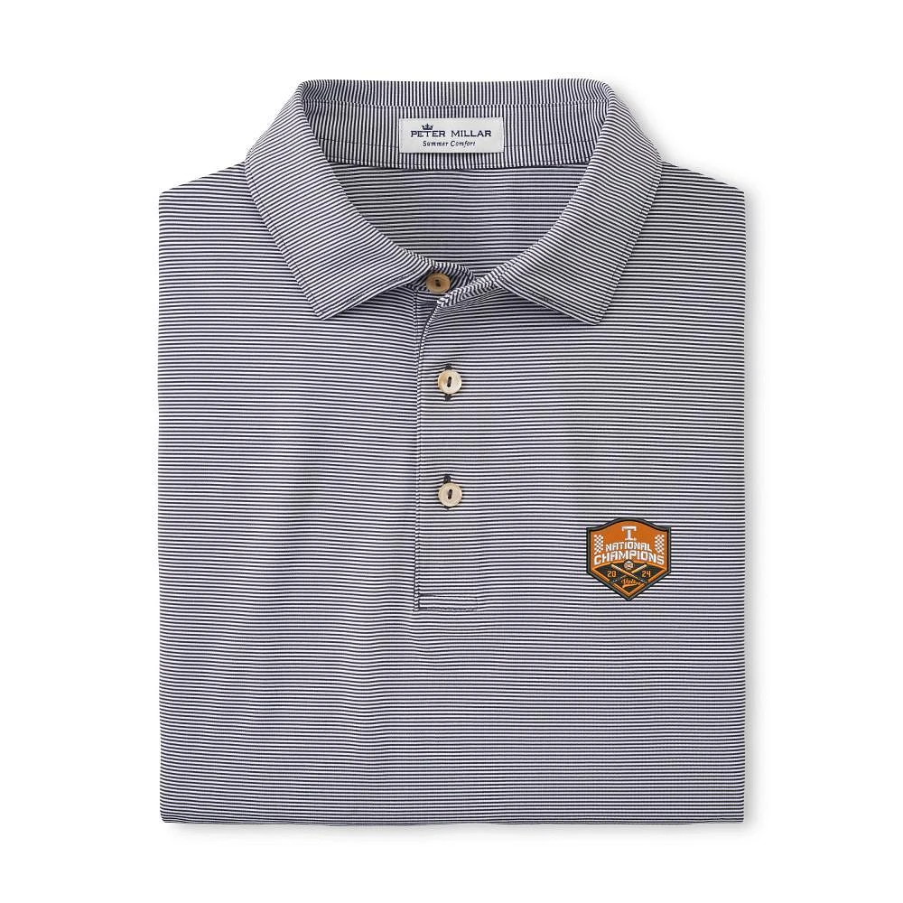 Tennessee 2024 NCAA College World Series Nat Champs Peter Millar Men's Jubilee Stripe Polo