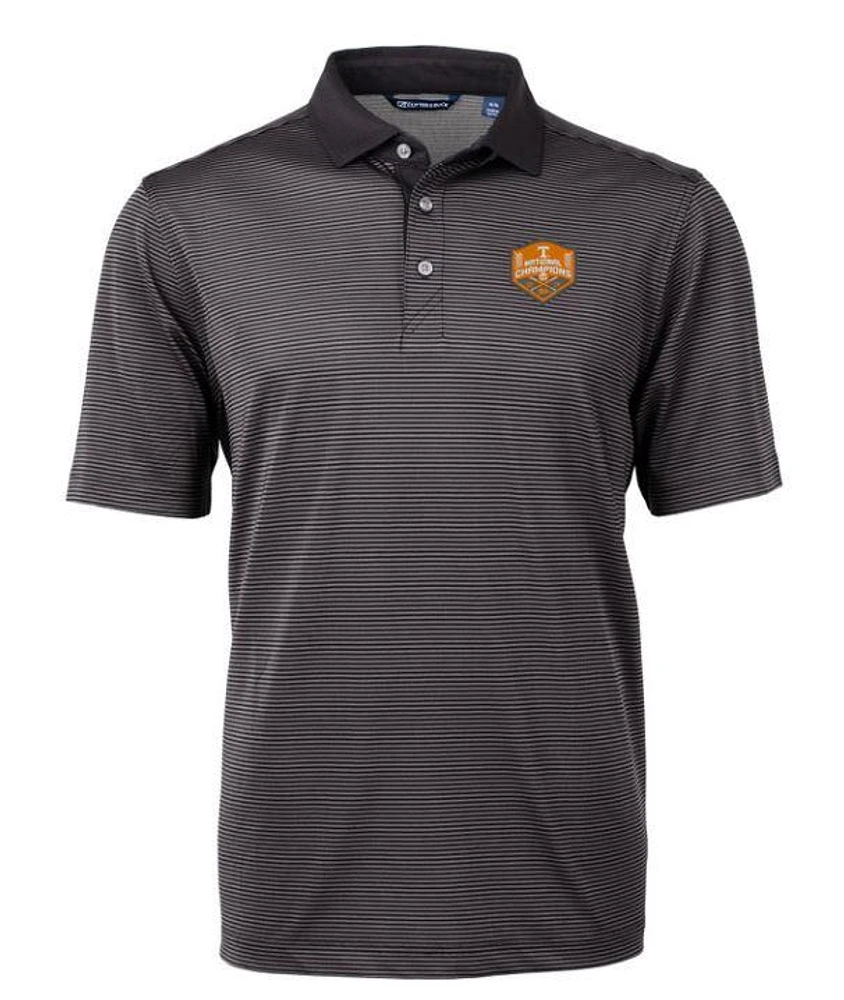 Tennessee Cutter & Buck 2024 NCAA CWS National Champs Men's Big Tall Virtue Eco Micro Stripe Polo