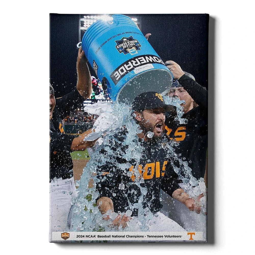 Tennessee 2024 NCAA Baseball Champions College Wall Art Canvas- Gatorade Victory Bath