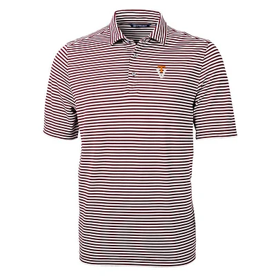 Virginia Tech Vault Cutter & Buck Striped Virtue Eco Pique Polo