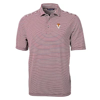 Virginia Tech Vault Cutter & Buck Striped Virtue Eco Pique Polo