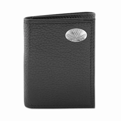 Virginia Zep-Pro Black Leather Concho Trifold Wallet