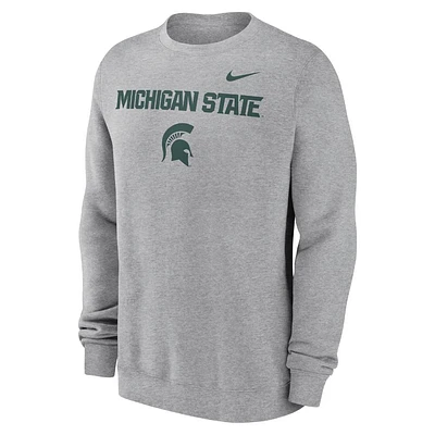 Michigan State Nike Primary Stack Club Fleece Crew