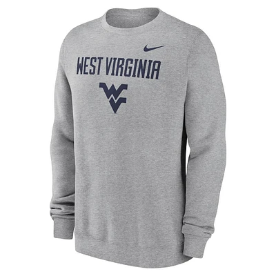 West Virginia Nike Primary Stack Club Fleece Crew