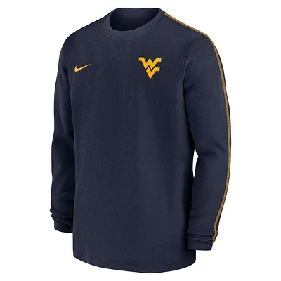 West Virginia Nike Sideline Coach Long Sleeve Crew Top